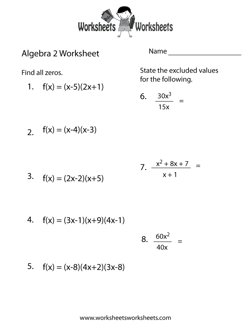 Math Algebra Worksheets