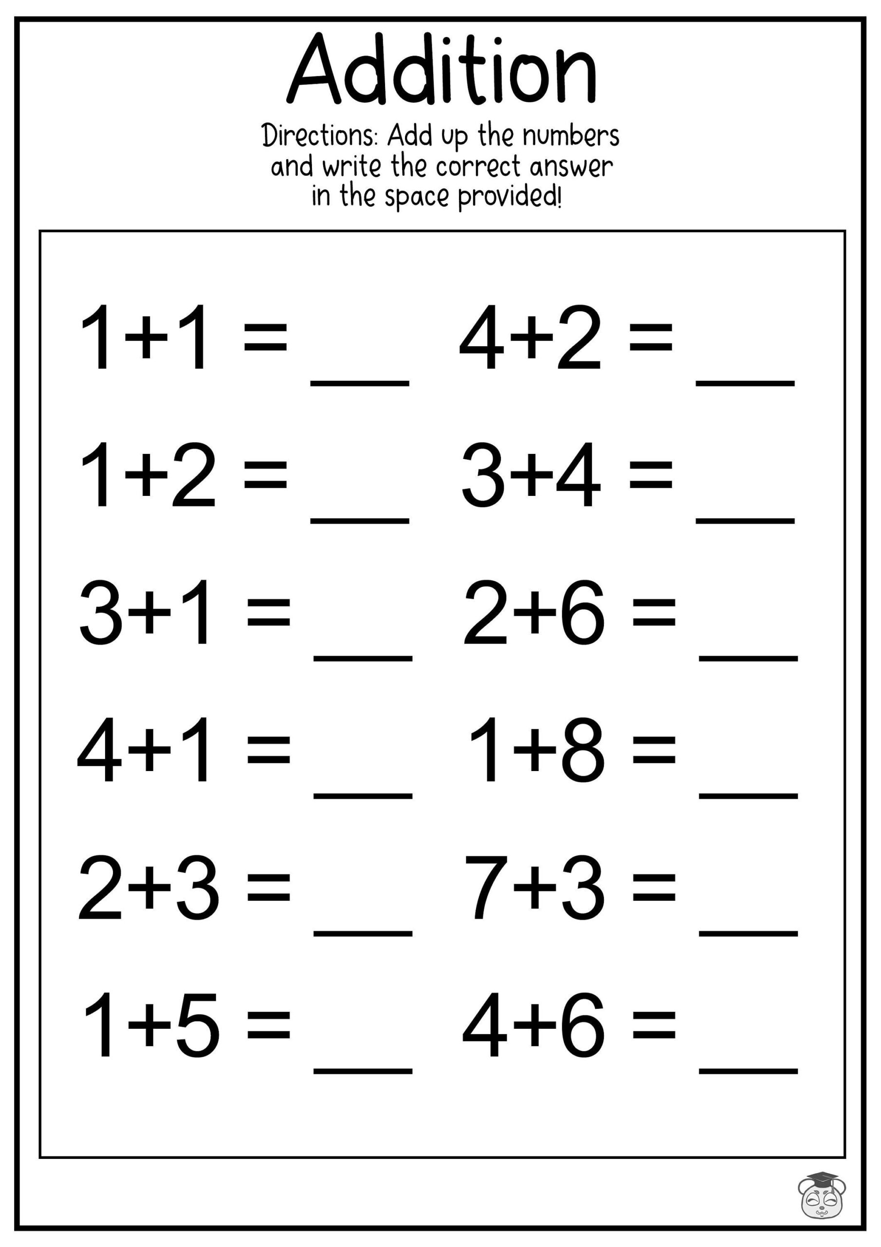 10 Printable Addition Math Worksheets Addition Practice Using Single Two And Three Digit Numbers ages 4 7 KG1 To Grade 2 Etsy