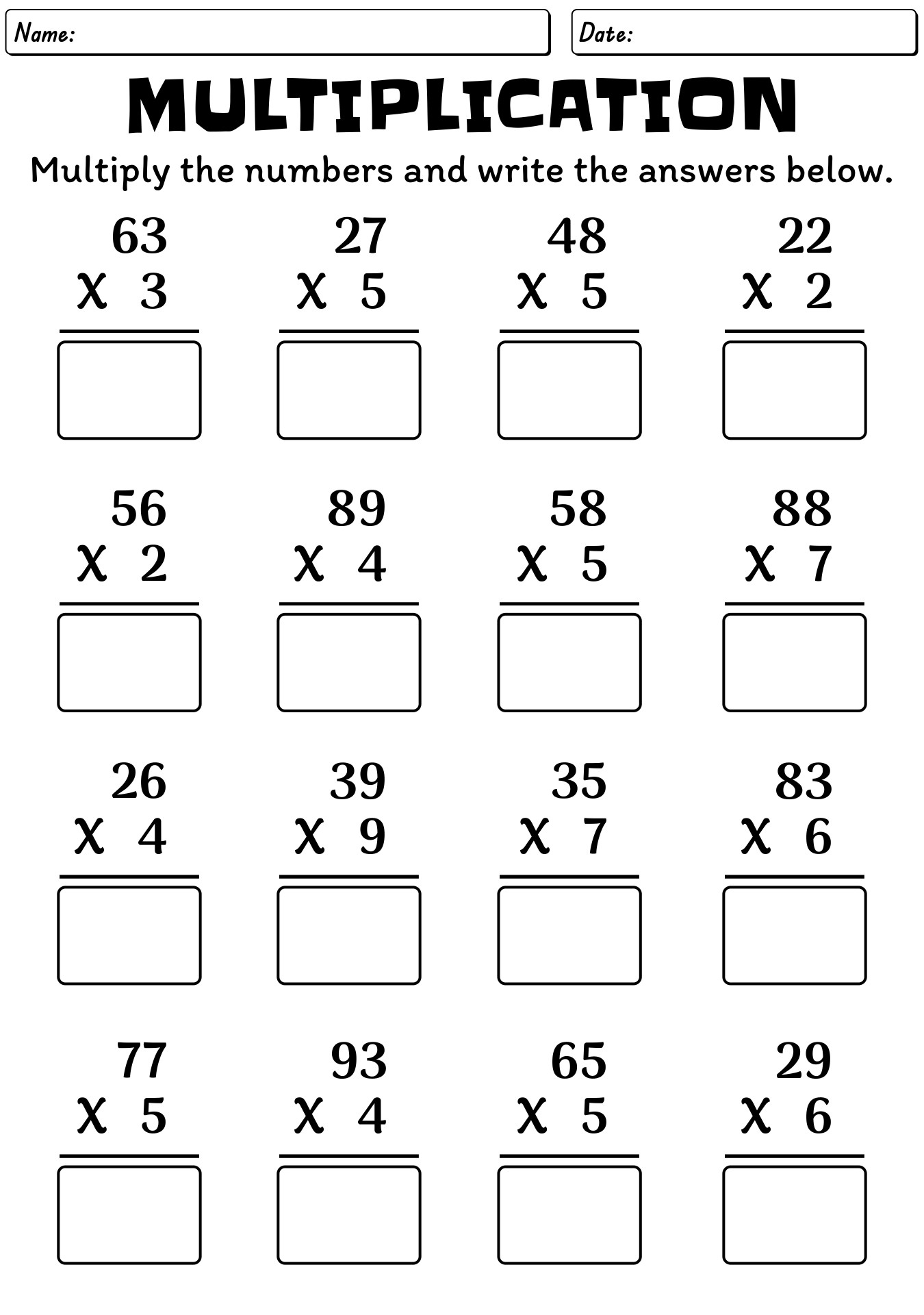 6th Grade Math Practice Worksheets