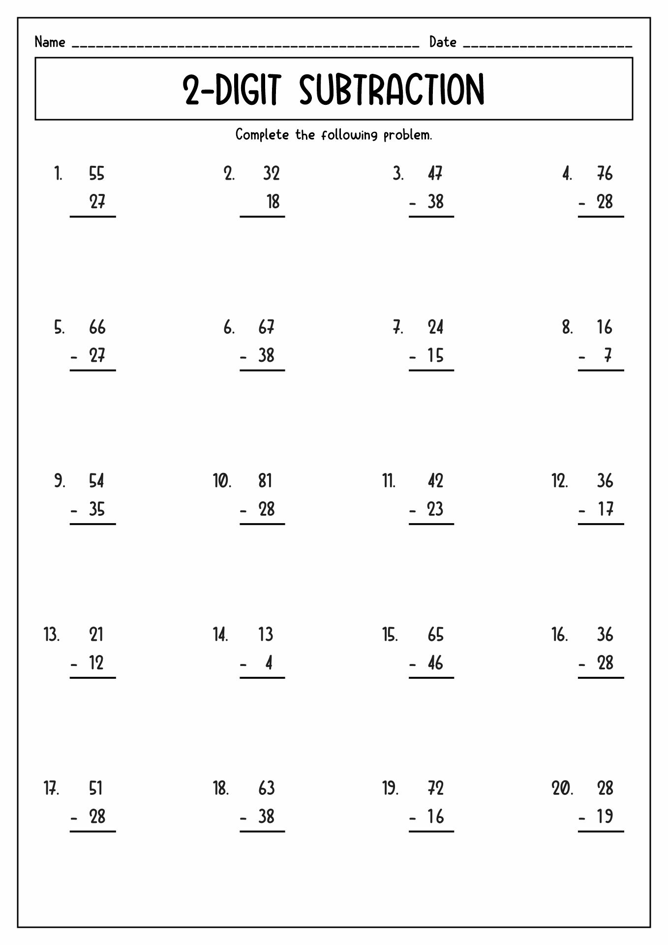 Math Worksheets For 2nd Grade