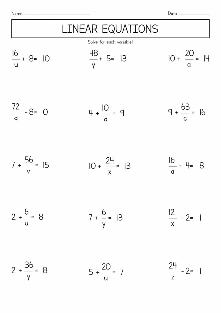 15 Pre Algebra 7th Grade Math Worksheets