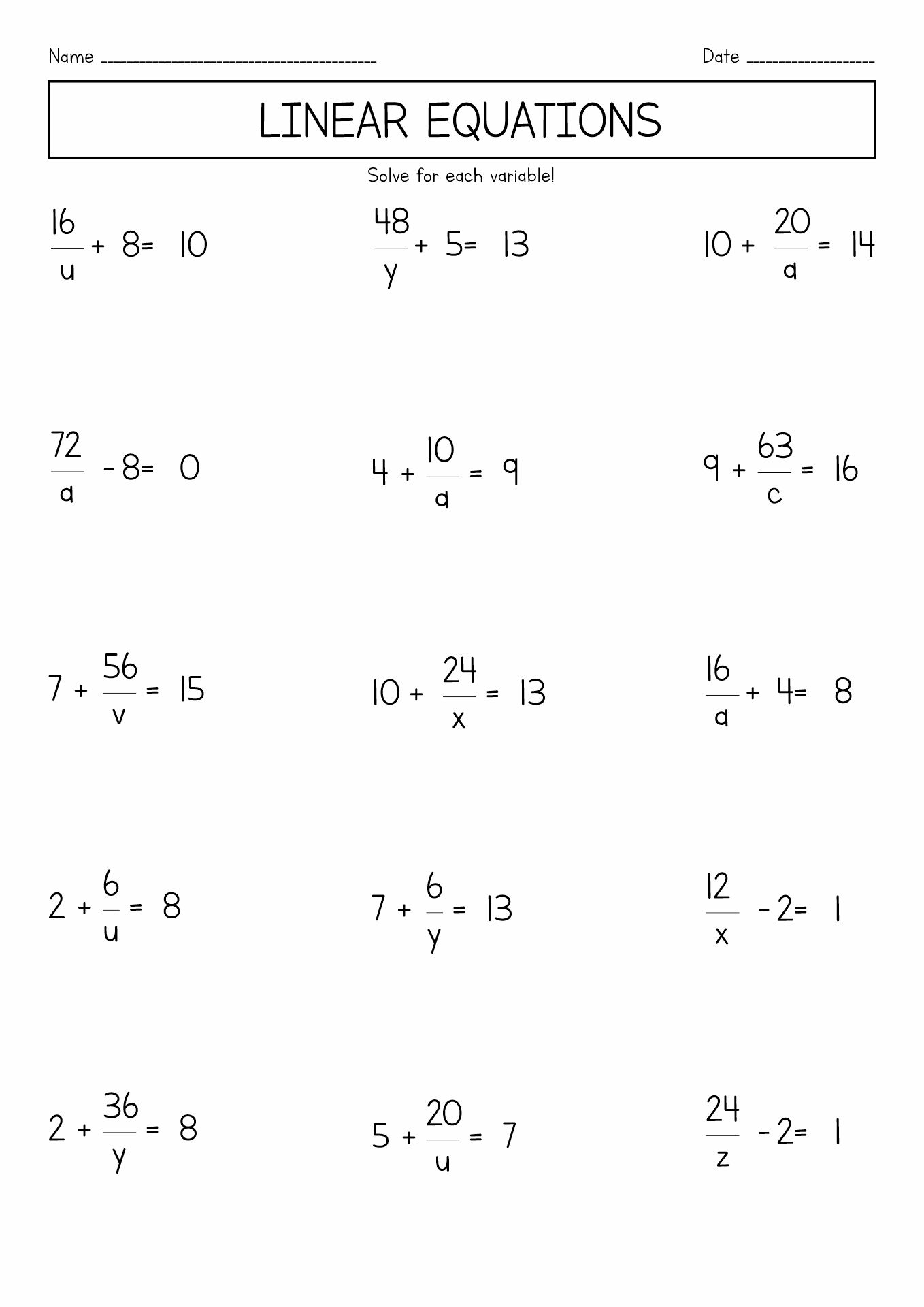 15 Pre Algebra 7th Grade Math Worksheets
