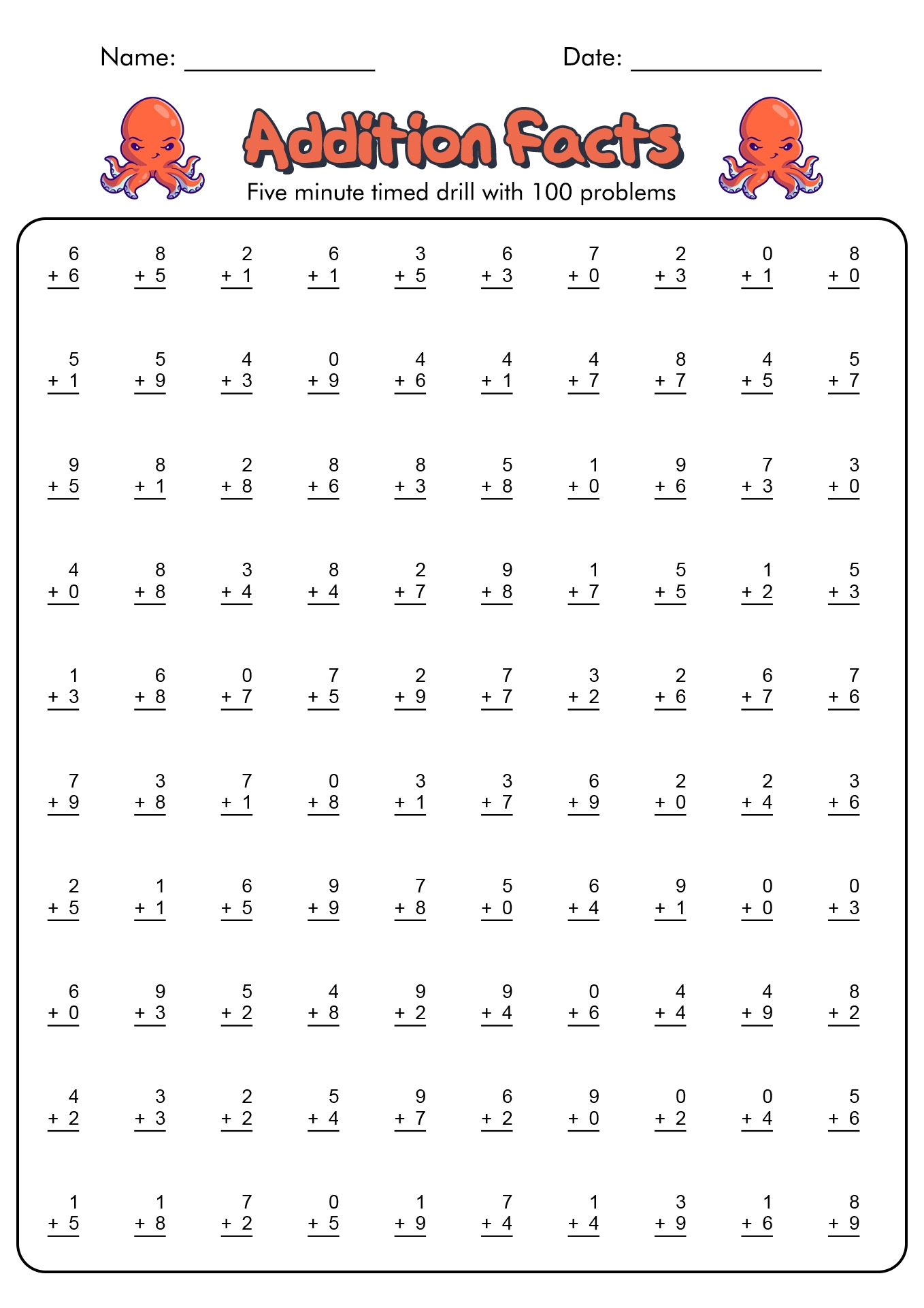 18 1 Minute Timed Addition Worksheets Free PDF At Worksheeto