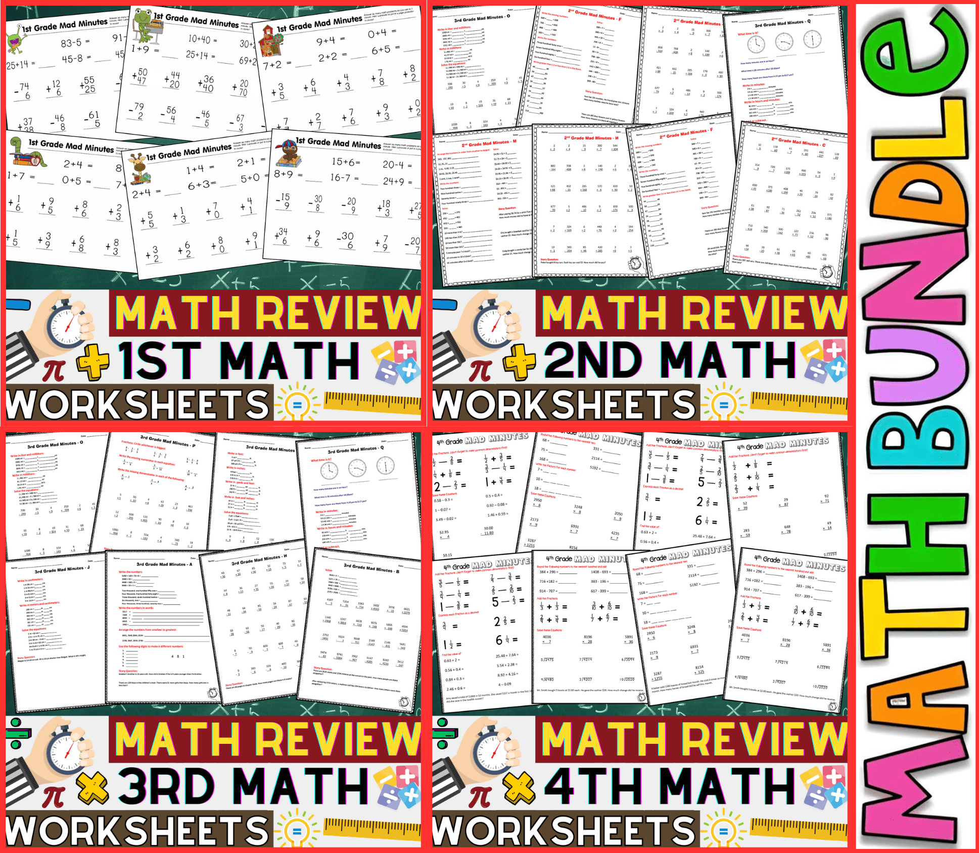 1st 2nd 3rd U0026 4th Grade Math Review Multiplication Division 