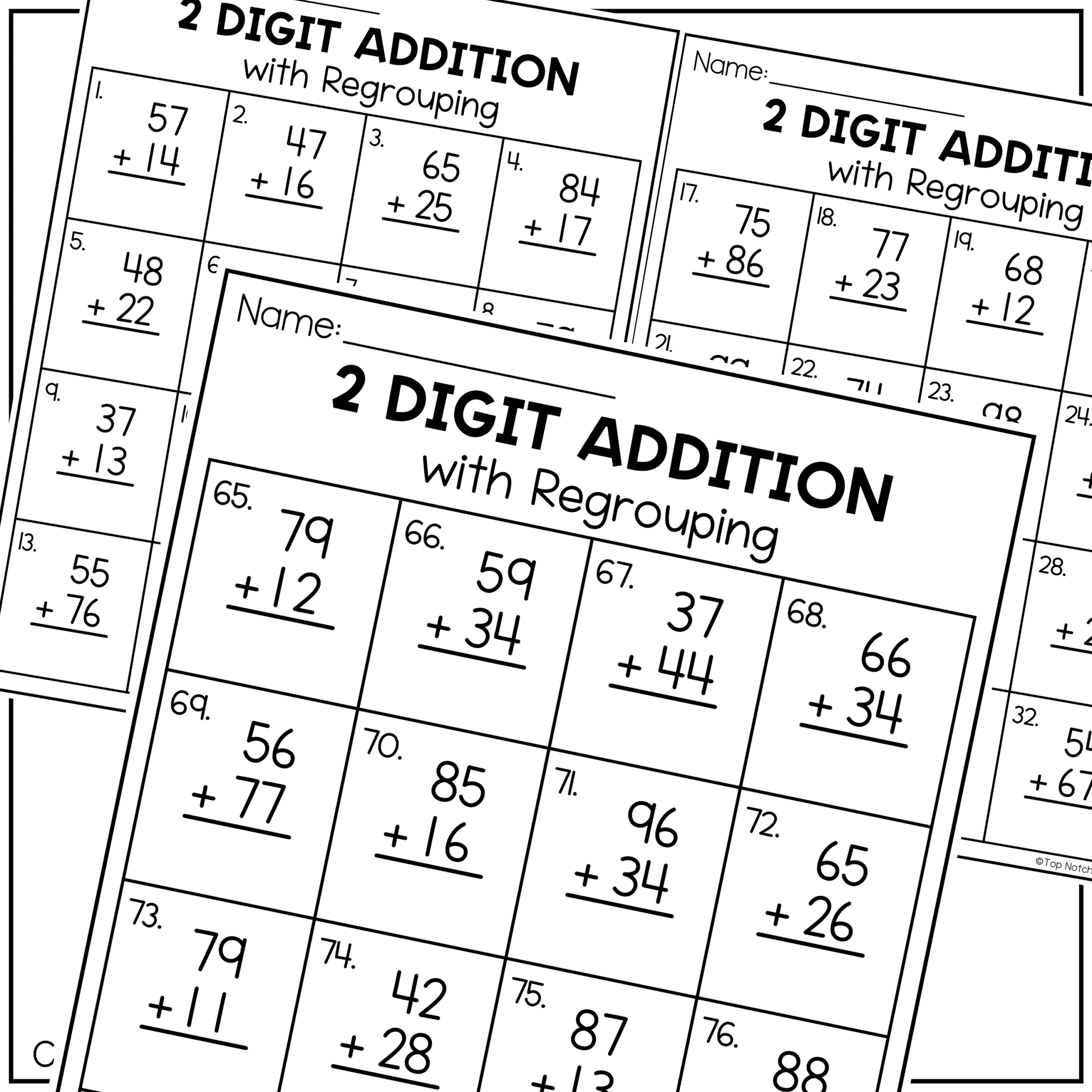 2 Digit Addition With And Without Regrouping Math Worksheet Made By Teachers