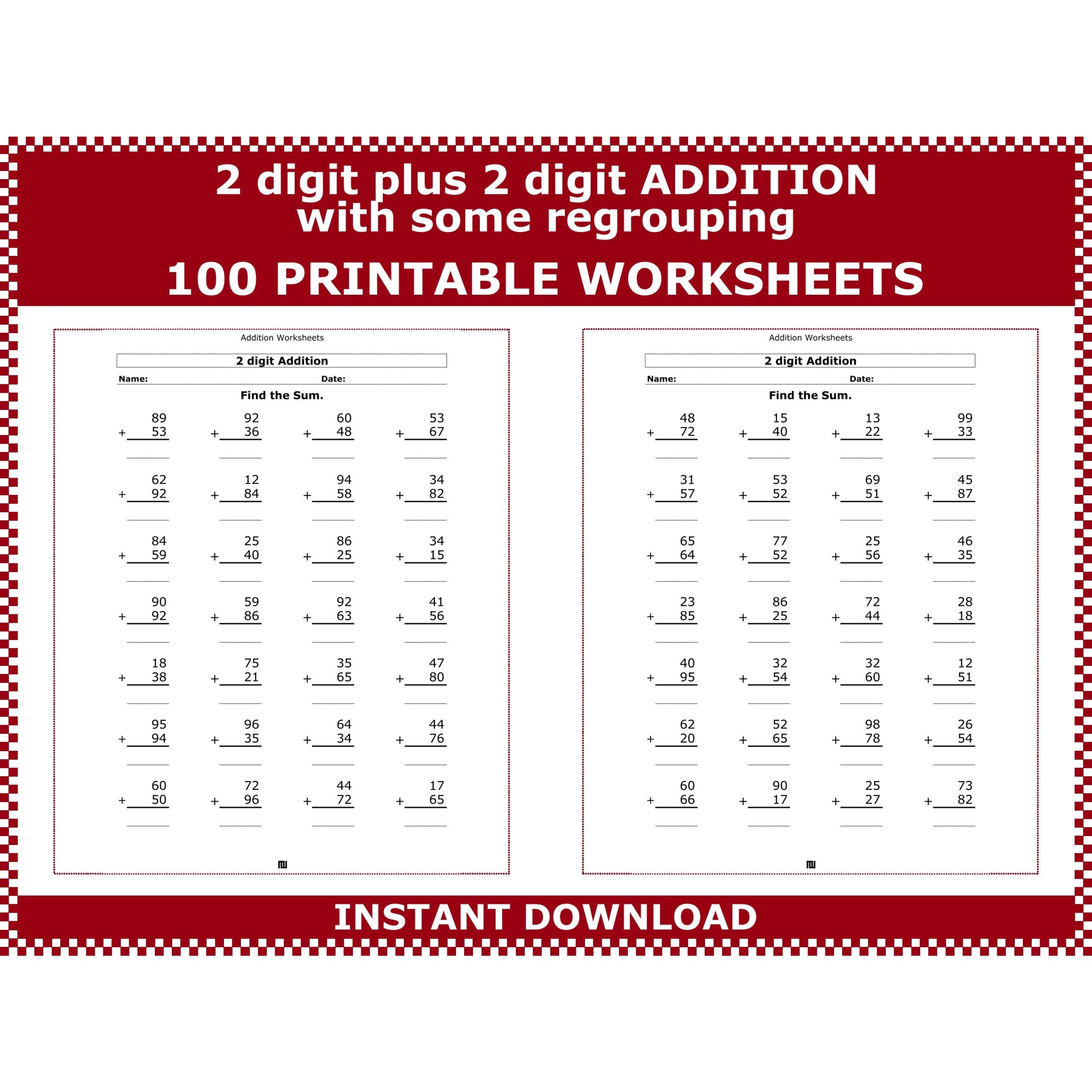 Regrouping Math Worksheets
