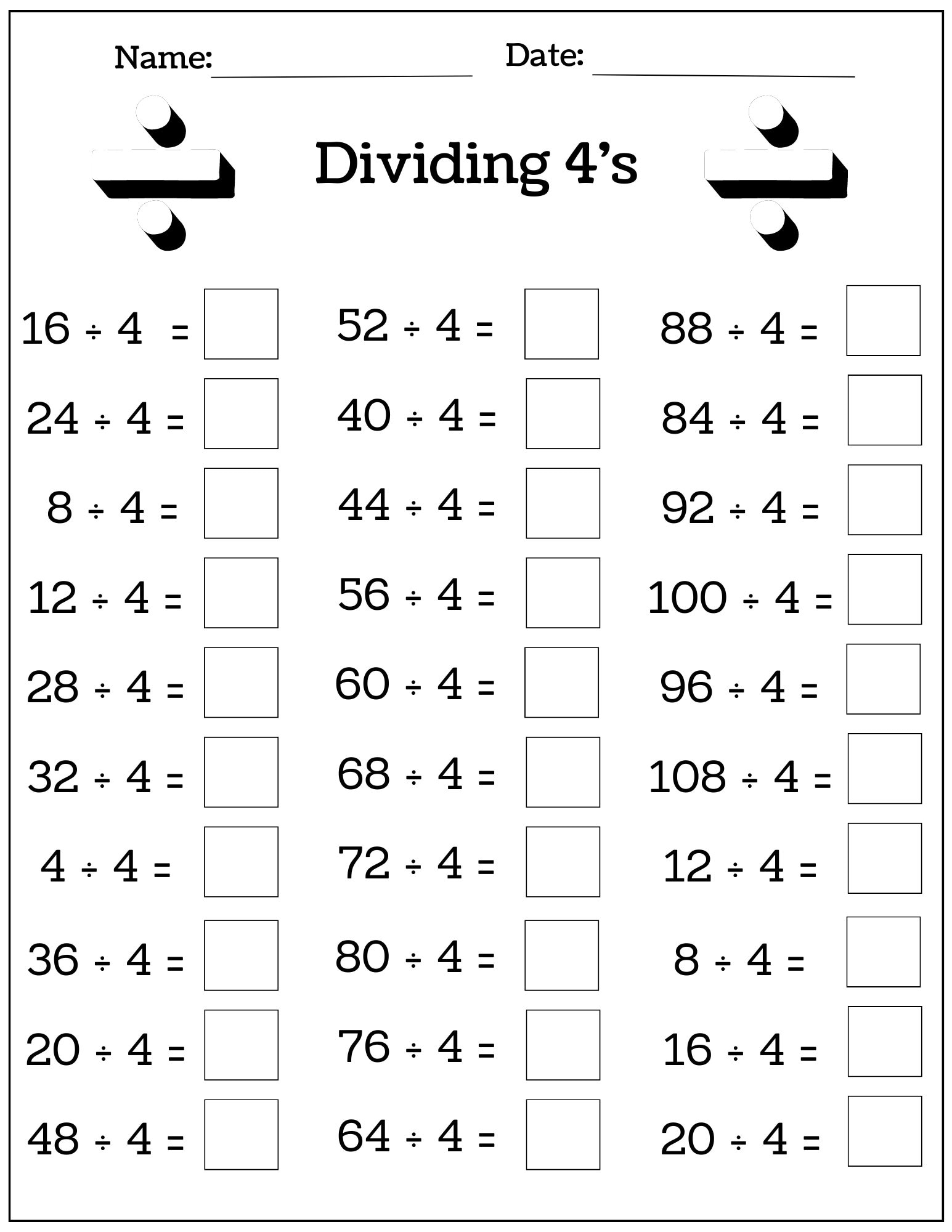 24 Printable Multiplication And Division Worksheets 1 12 Fill 