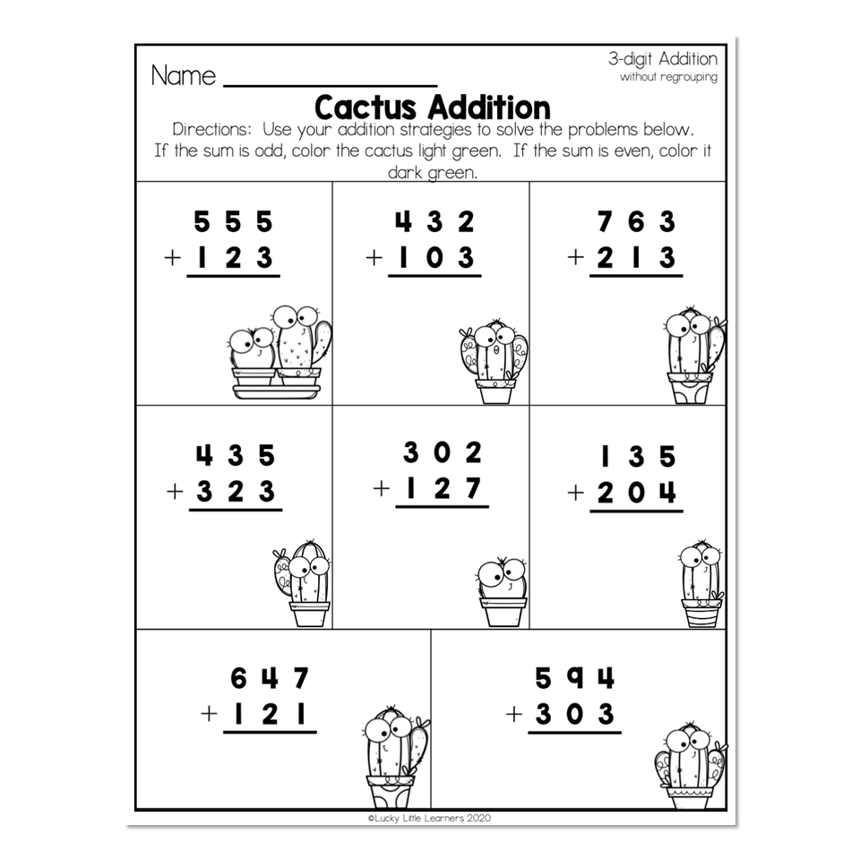Three Digit Math Worksheets