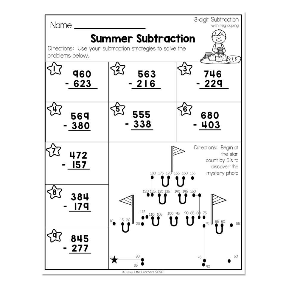 2nd Grade Math Worksheets 3 Digit Subtraction With Regrouping 