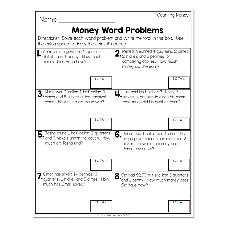 Money Problems Maths Worksheet