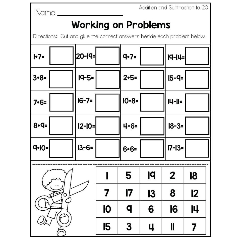 Cut And Glue Math Worksheets