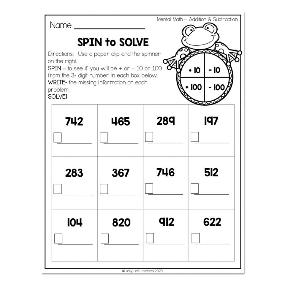 Mental Math Worksheets