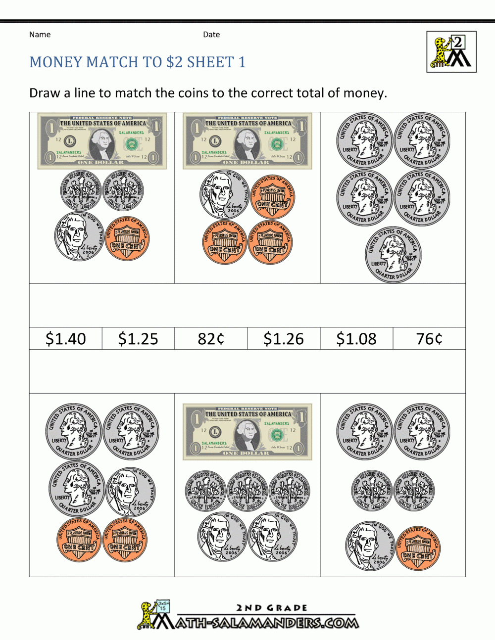 Free Money Math Worksheets