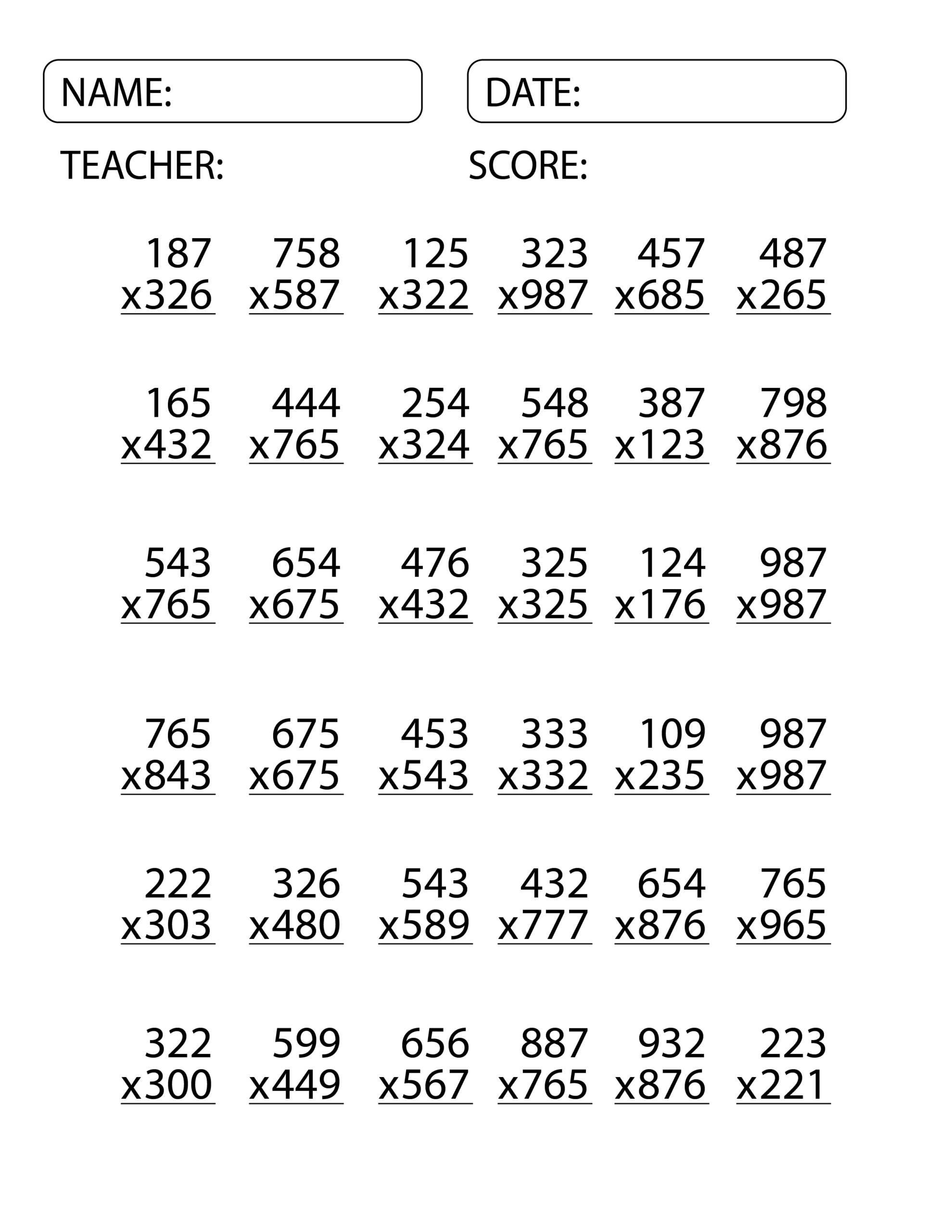 Math 3 Worksheets