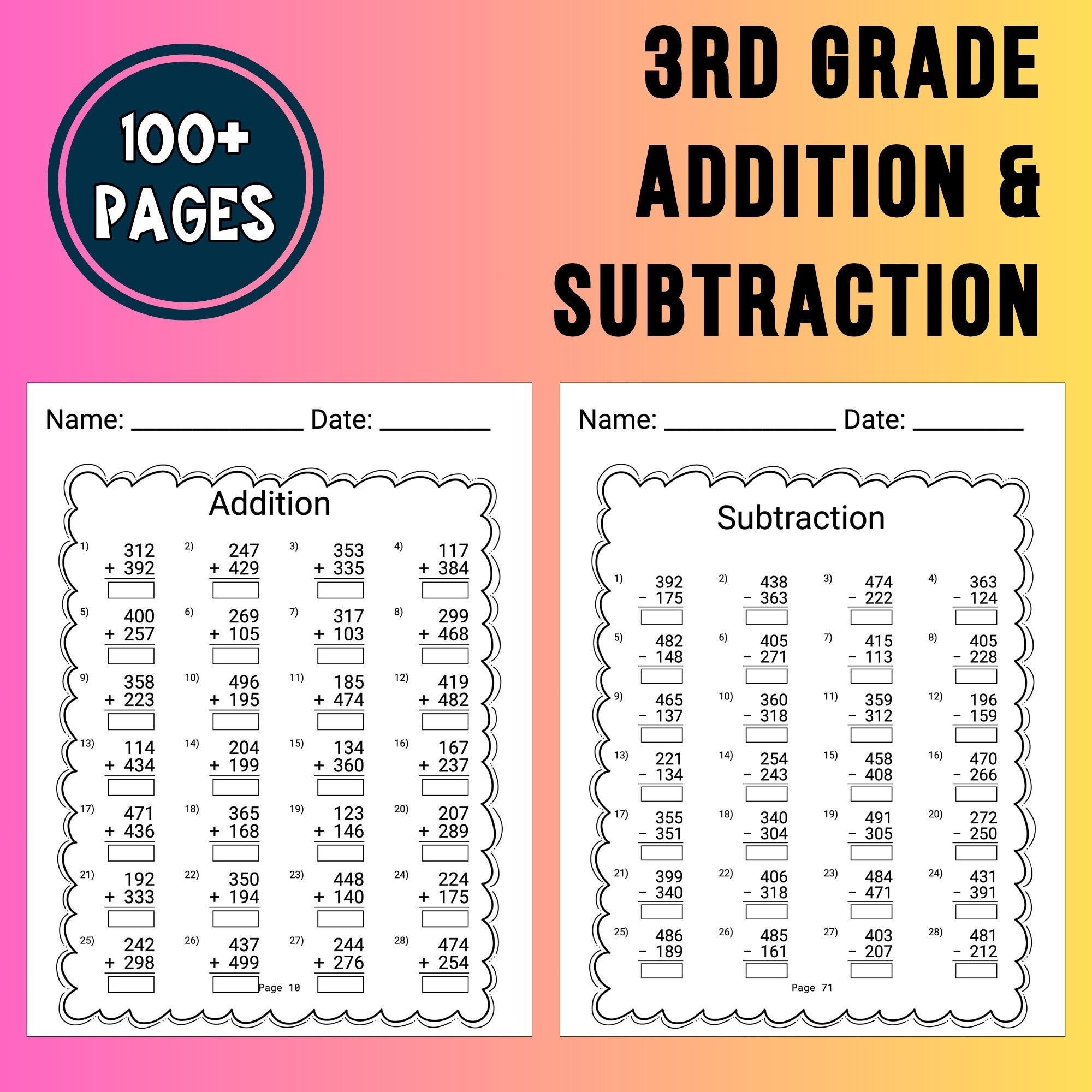 Math Worksheets For Third Graders
