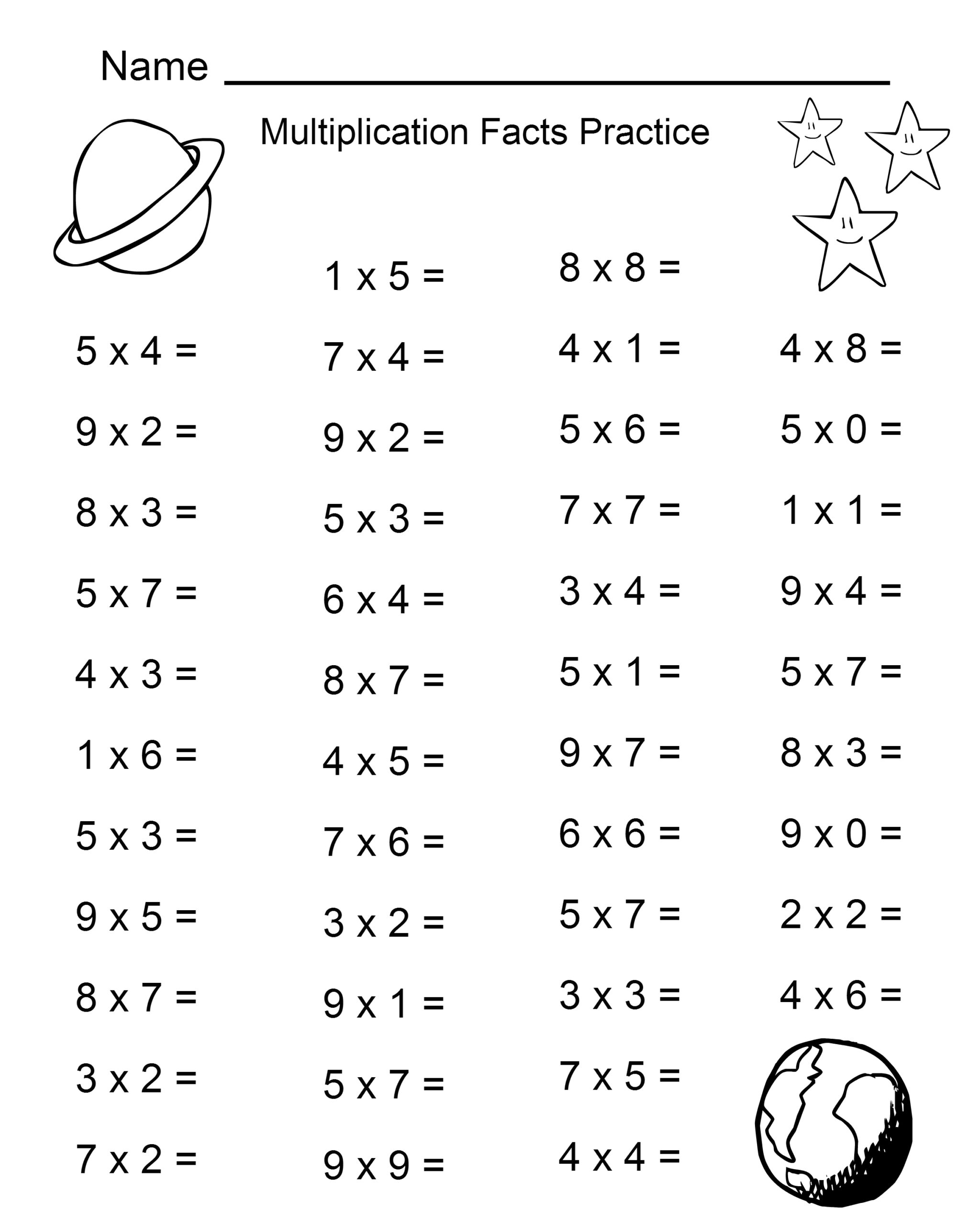3rd Grade Multiplication Math Facts Practice MySchoolsMath Worksheets Library