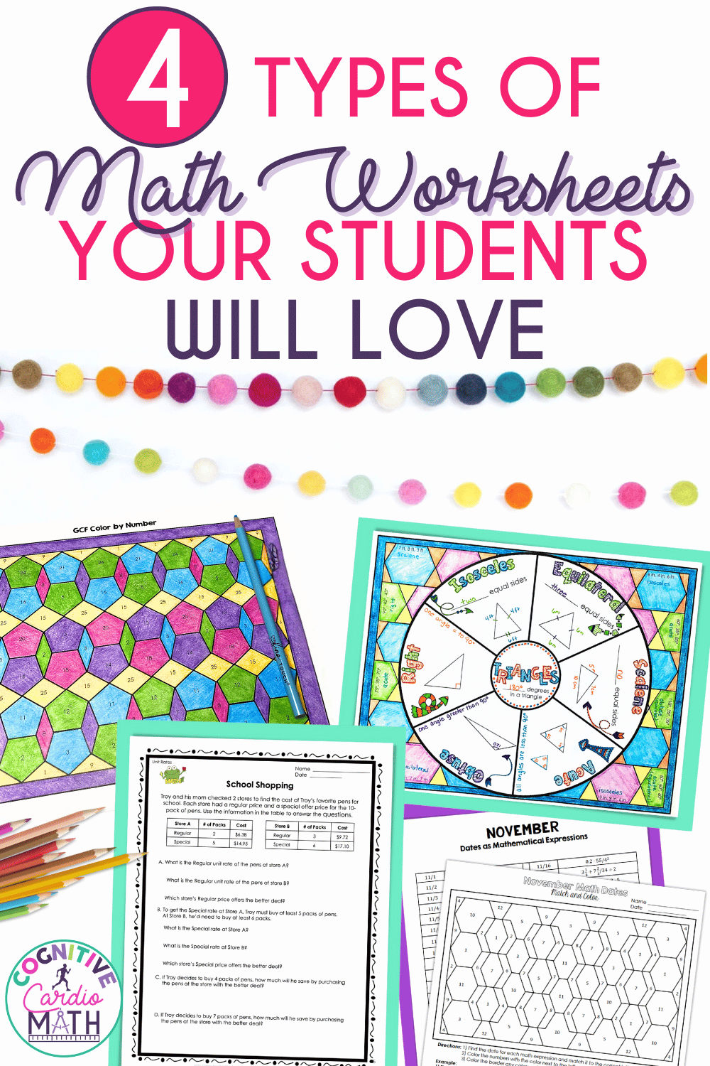 4 Types Of Middle School Math Worksheets Your Students Will Love Cognitive Cardio Math