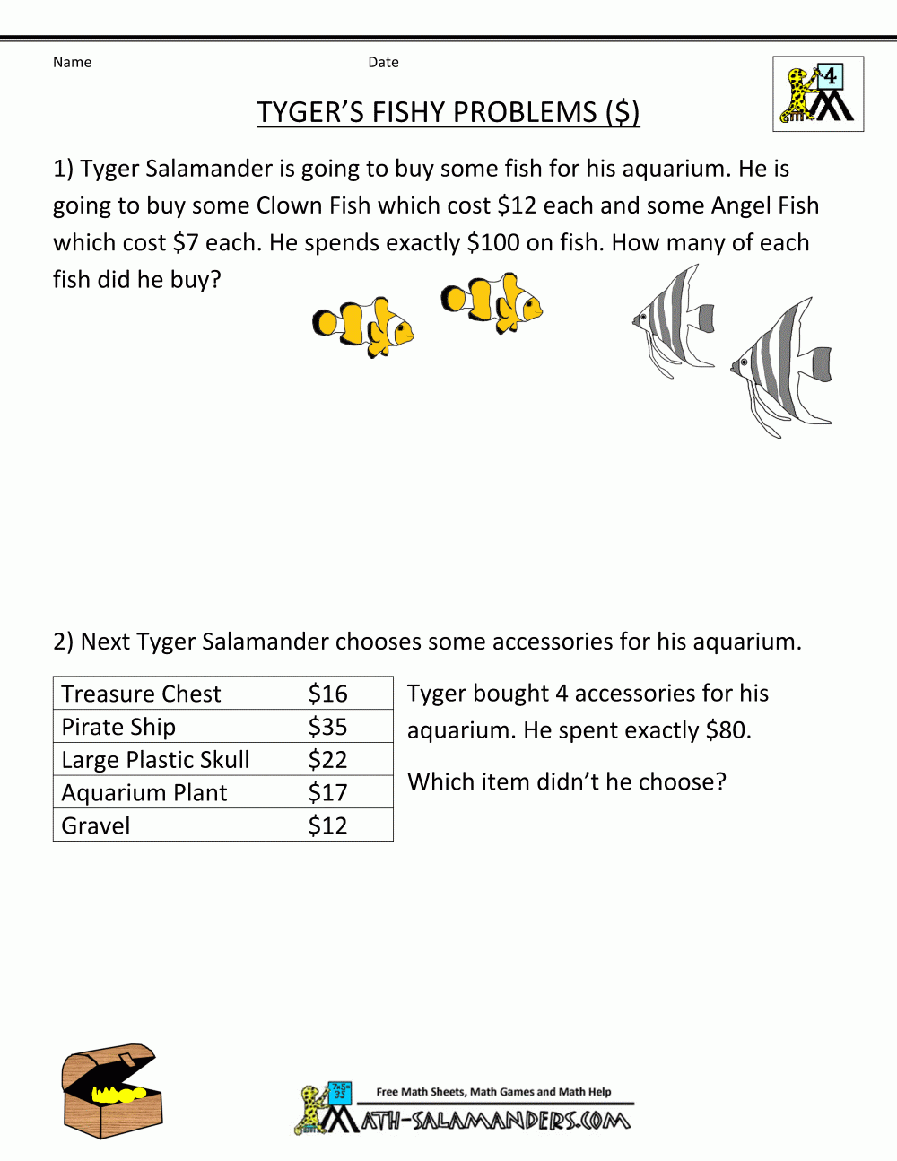 Maths Problem Solving Worksheets