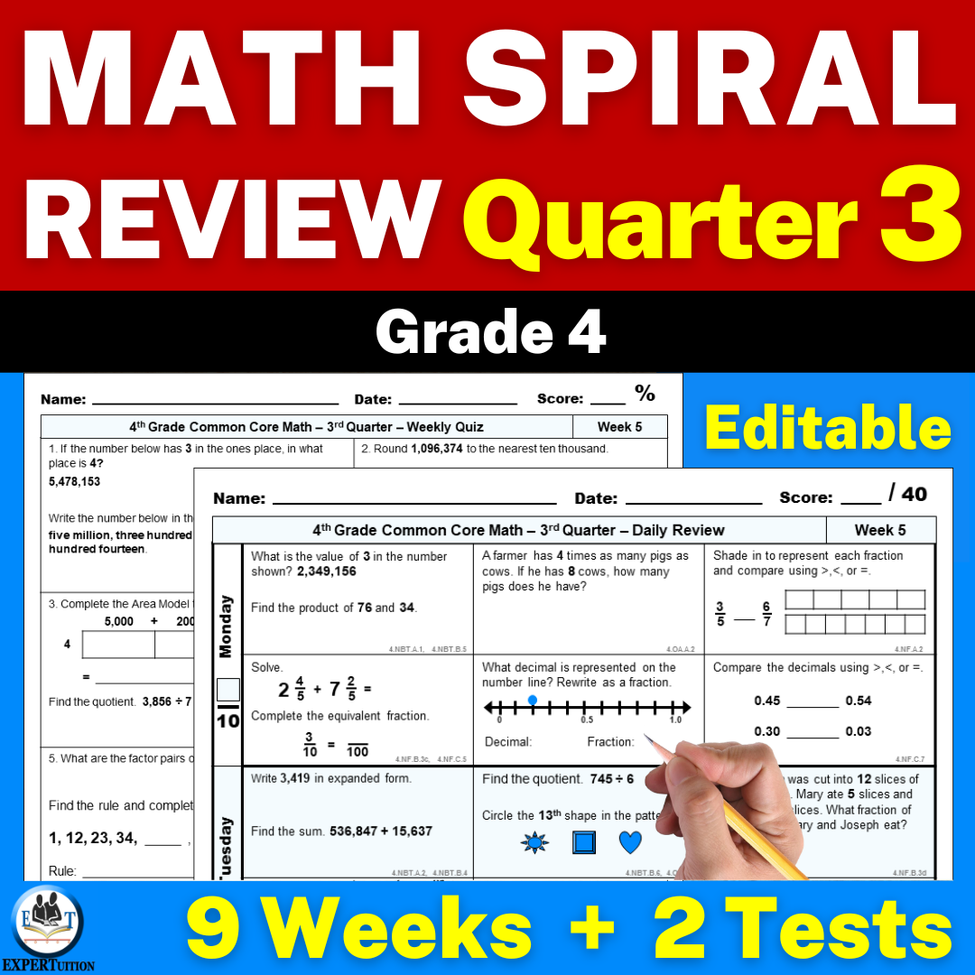 4th Grade Math Review Worksheets