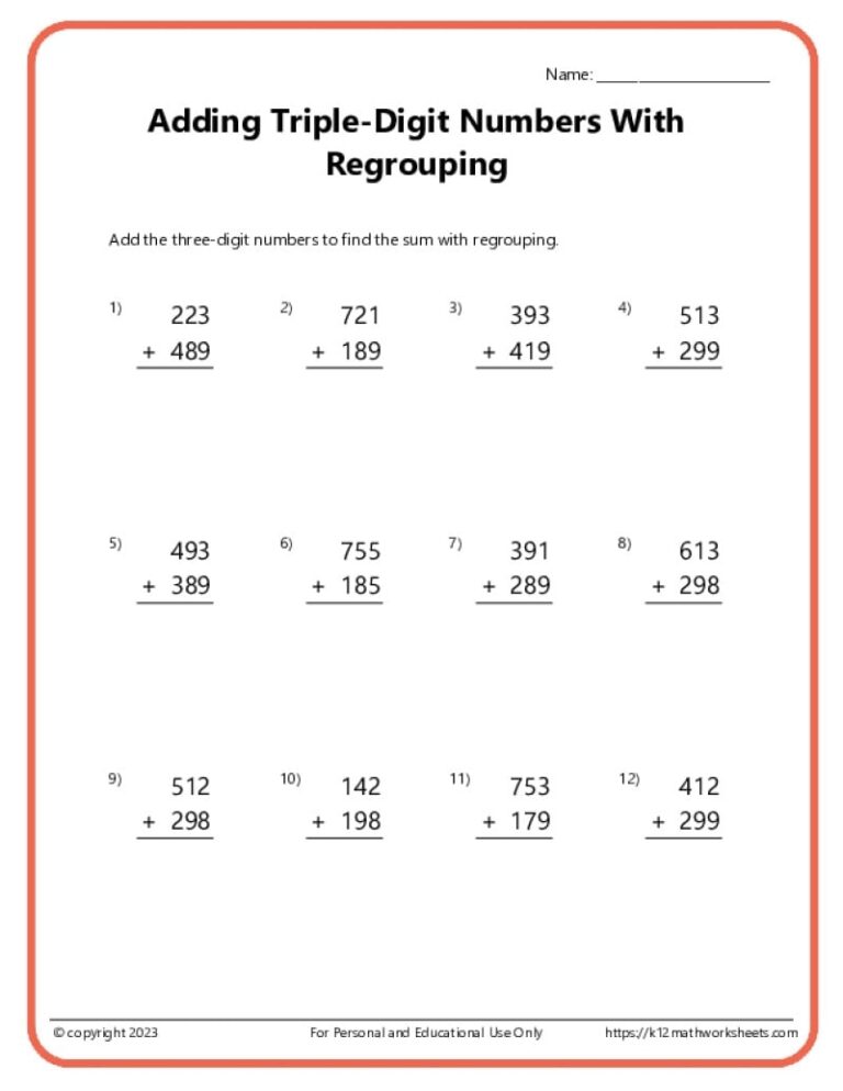 4th Grade Math Worksheets