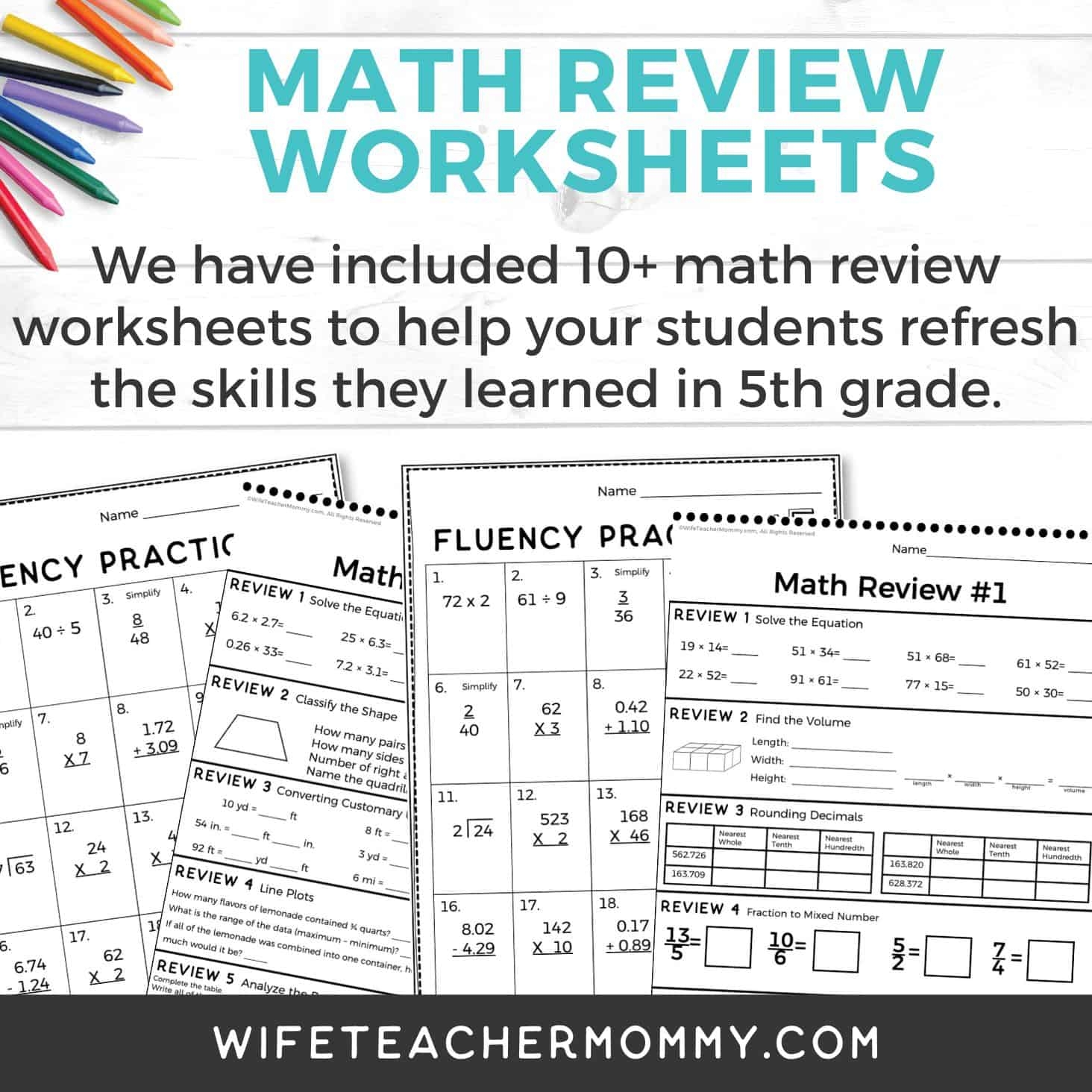 6th Grade Math Review Worksheets