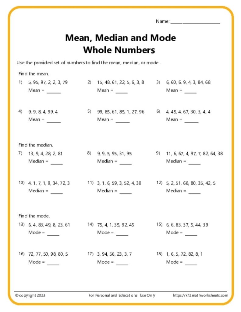 6th Grade Math Worksheets