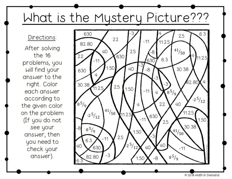 7th Grade Math End Of The Semester Coloring Worksheet