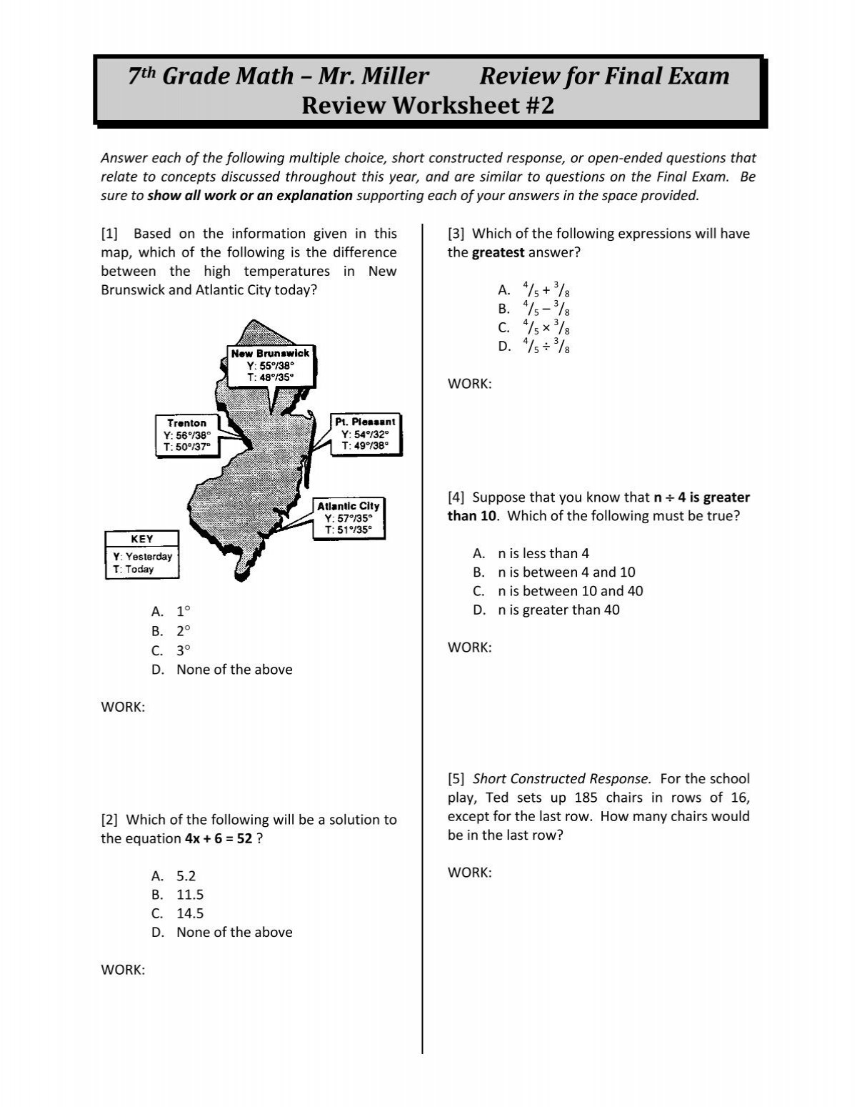7th Grade Math Review For Final Part 2