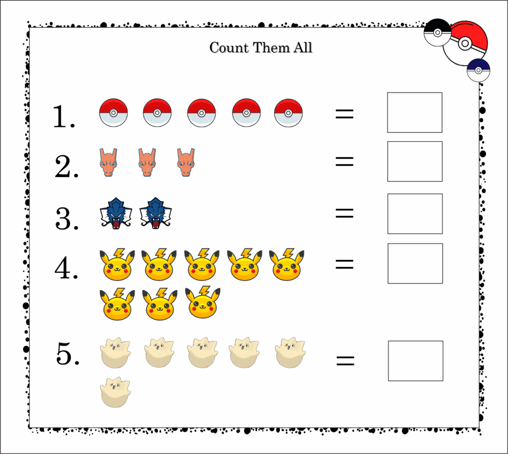 Pokemon Math Worksheets