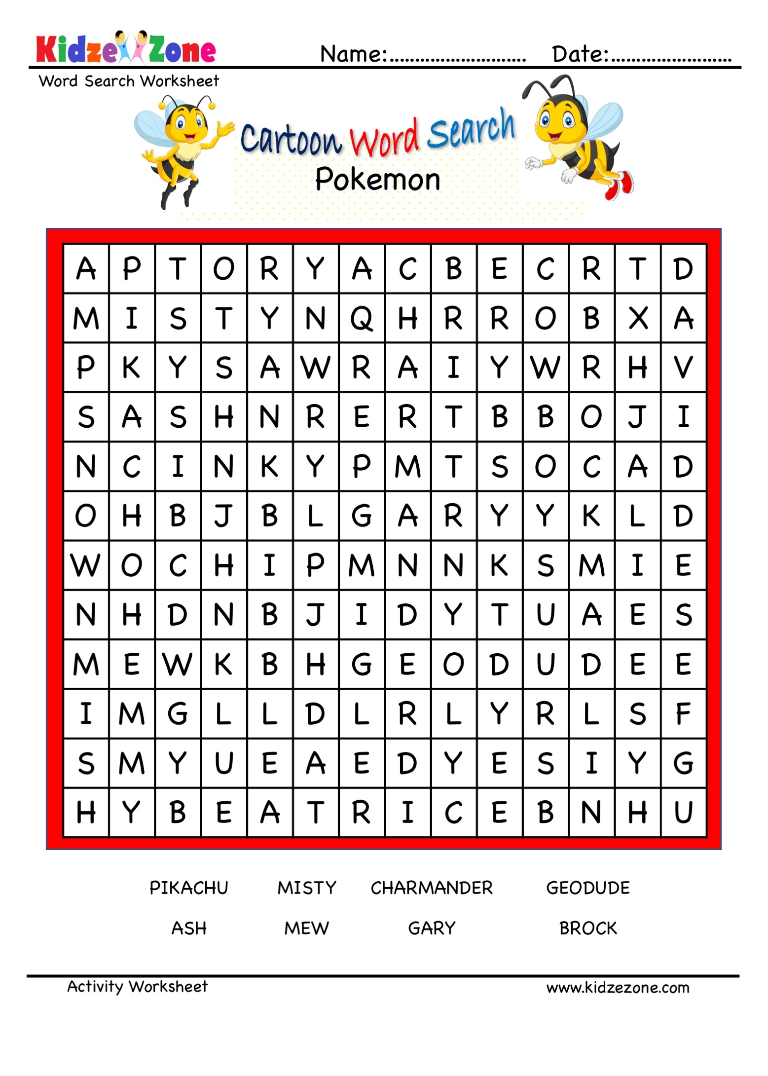 Pokemon Math Worksheets