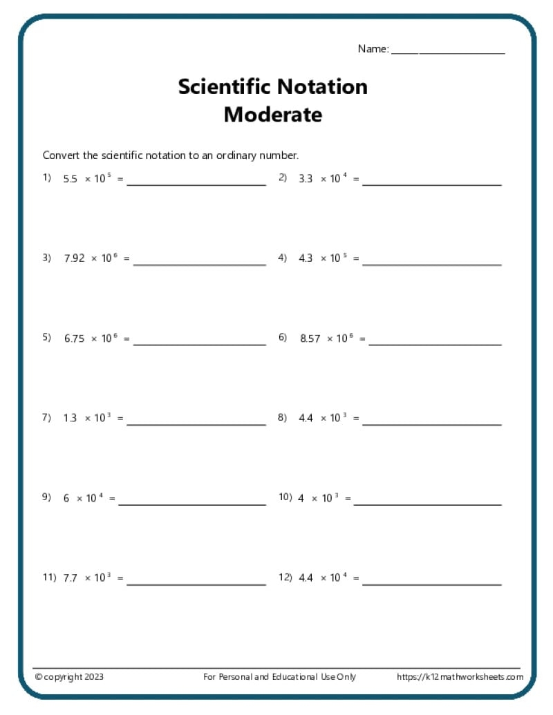 Algebra Math Worksheet