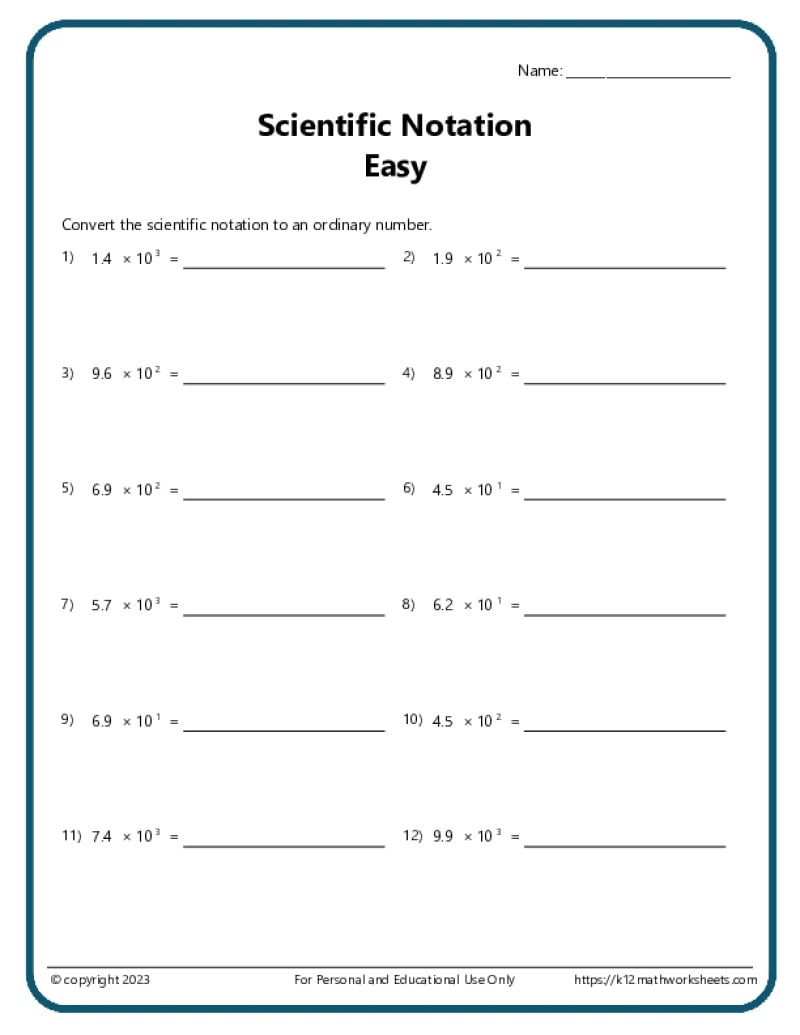 Algebra Math Worksheets