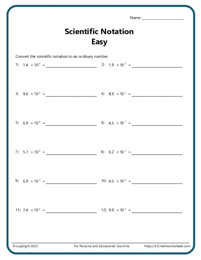 Middle School 8th Math Worksheets