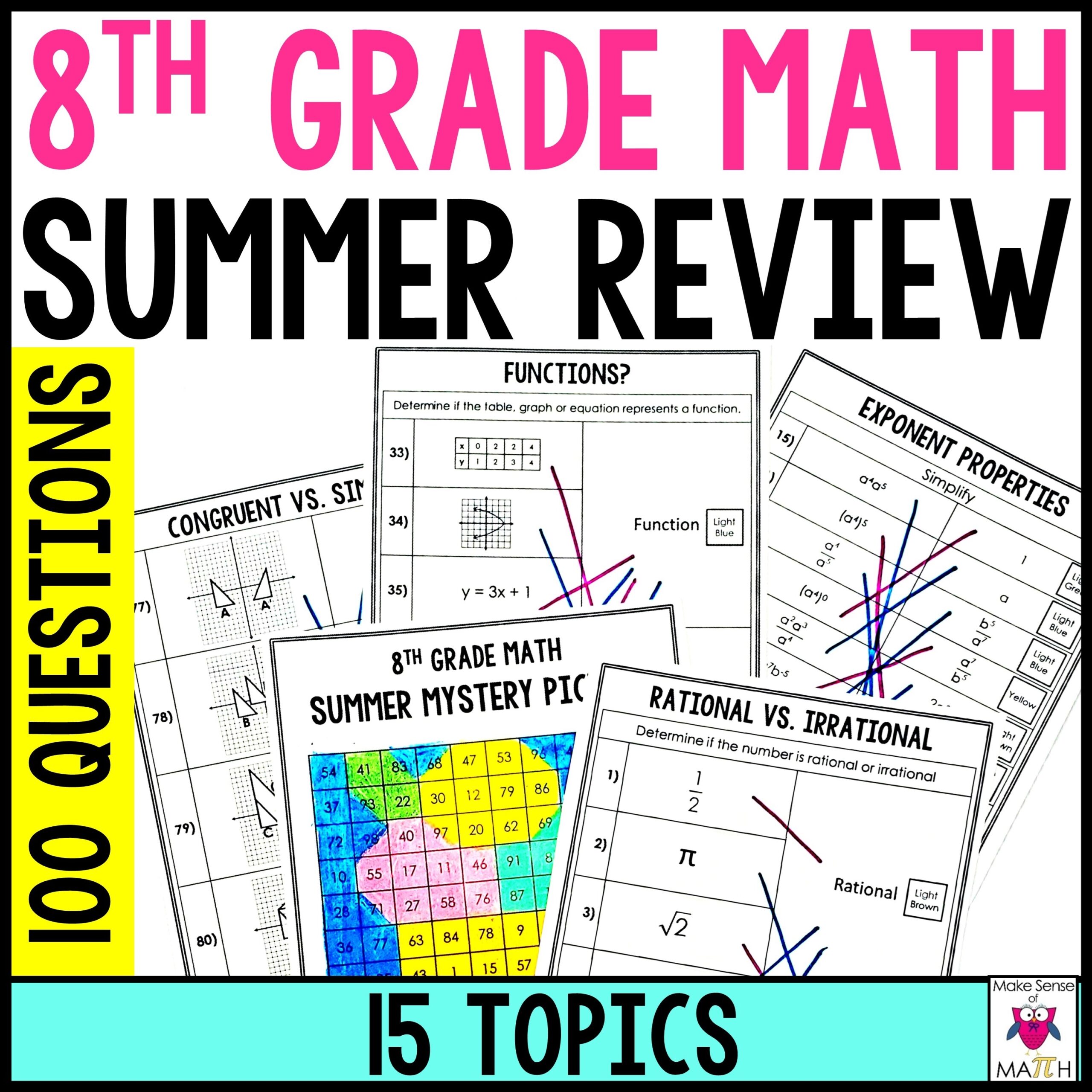 8th Grade Math Review Packet For Summer