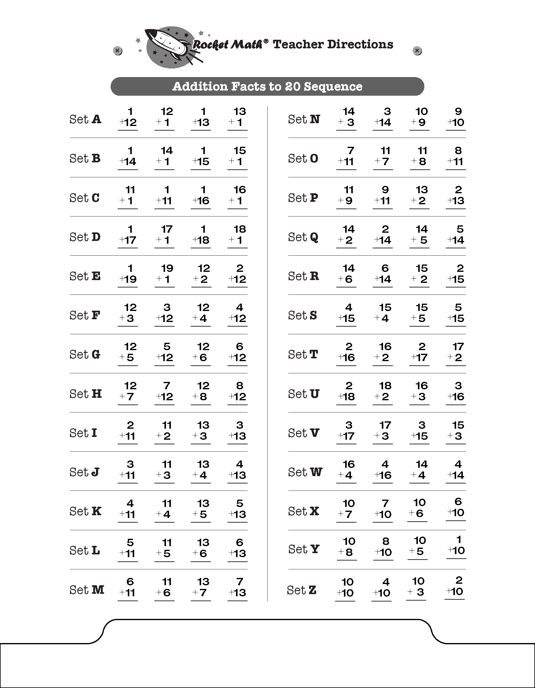 Add To 20 e g 13 6 4 11 15 5 Learning Track Rocket Math