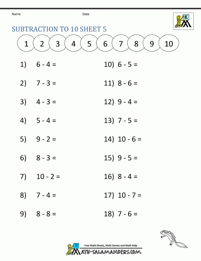 Addition And Subtraction Worksheets For Kindergarten