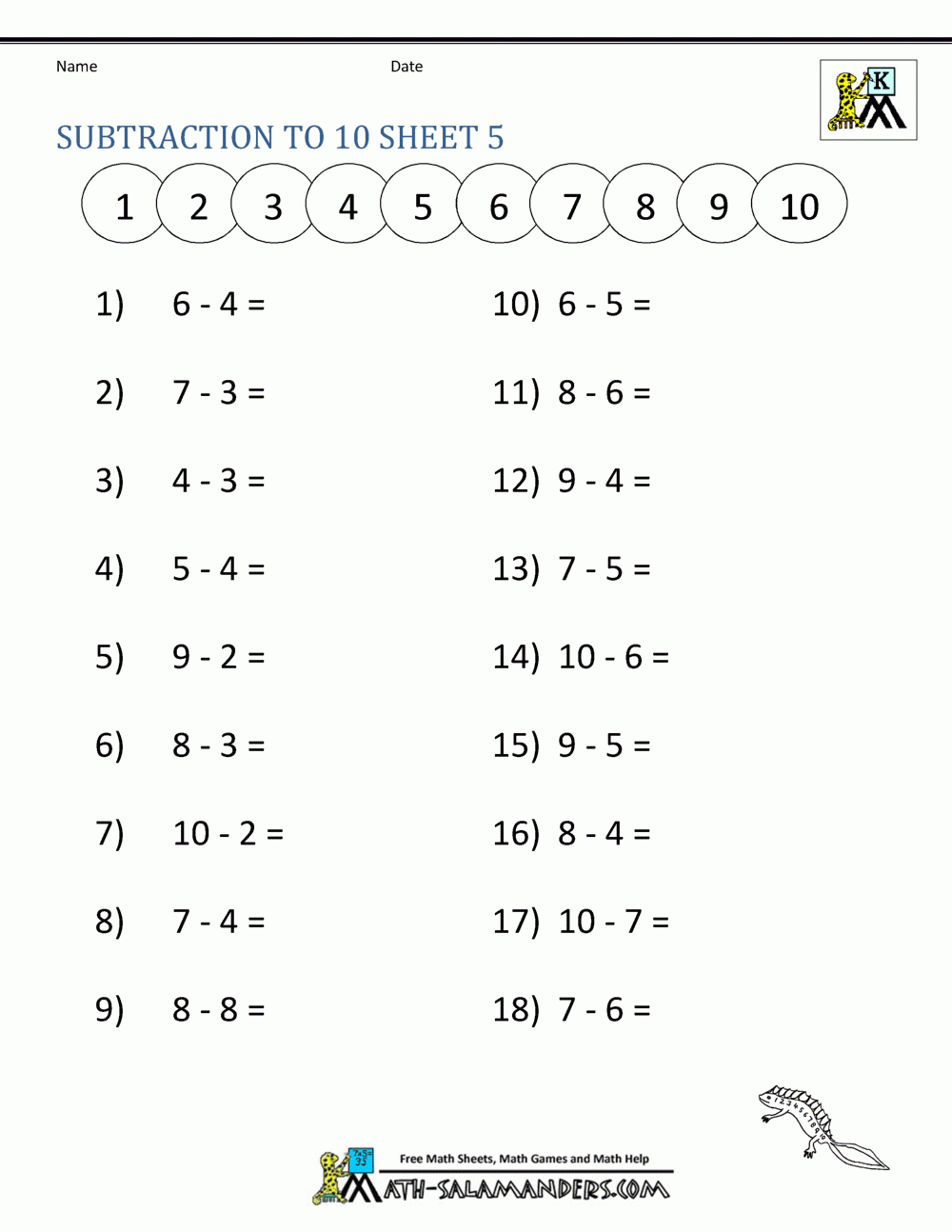 Addition And Subtraction Worksheets For Kindergarten
