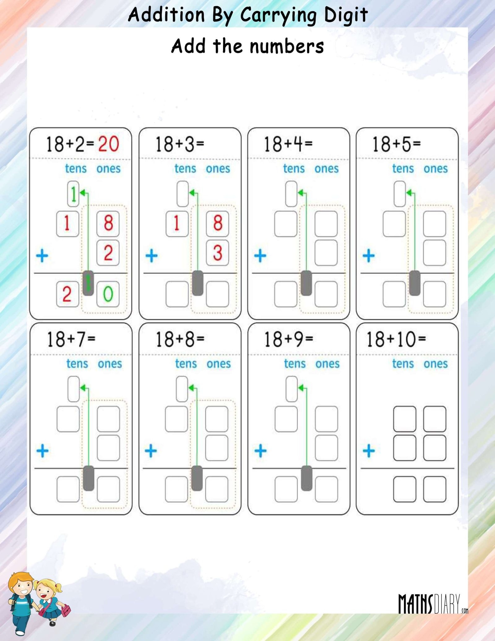 Addition By Carrying Worksheets Math Worksheets MathsDiary