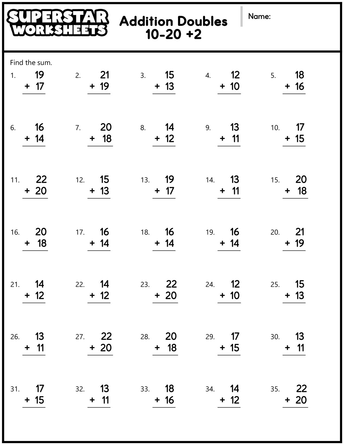 Math Addition Facts Worksheets