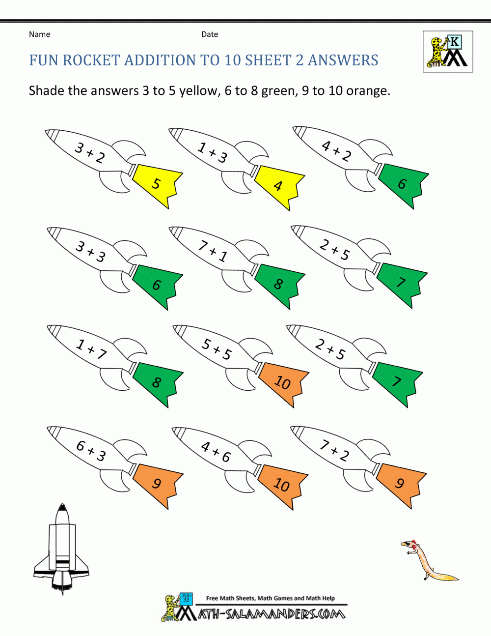 Addition Subtraction To 10 Coloring Sheets For Kindergarten