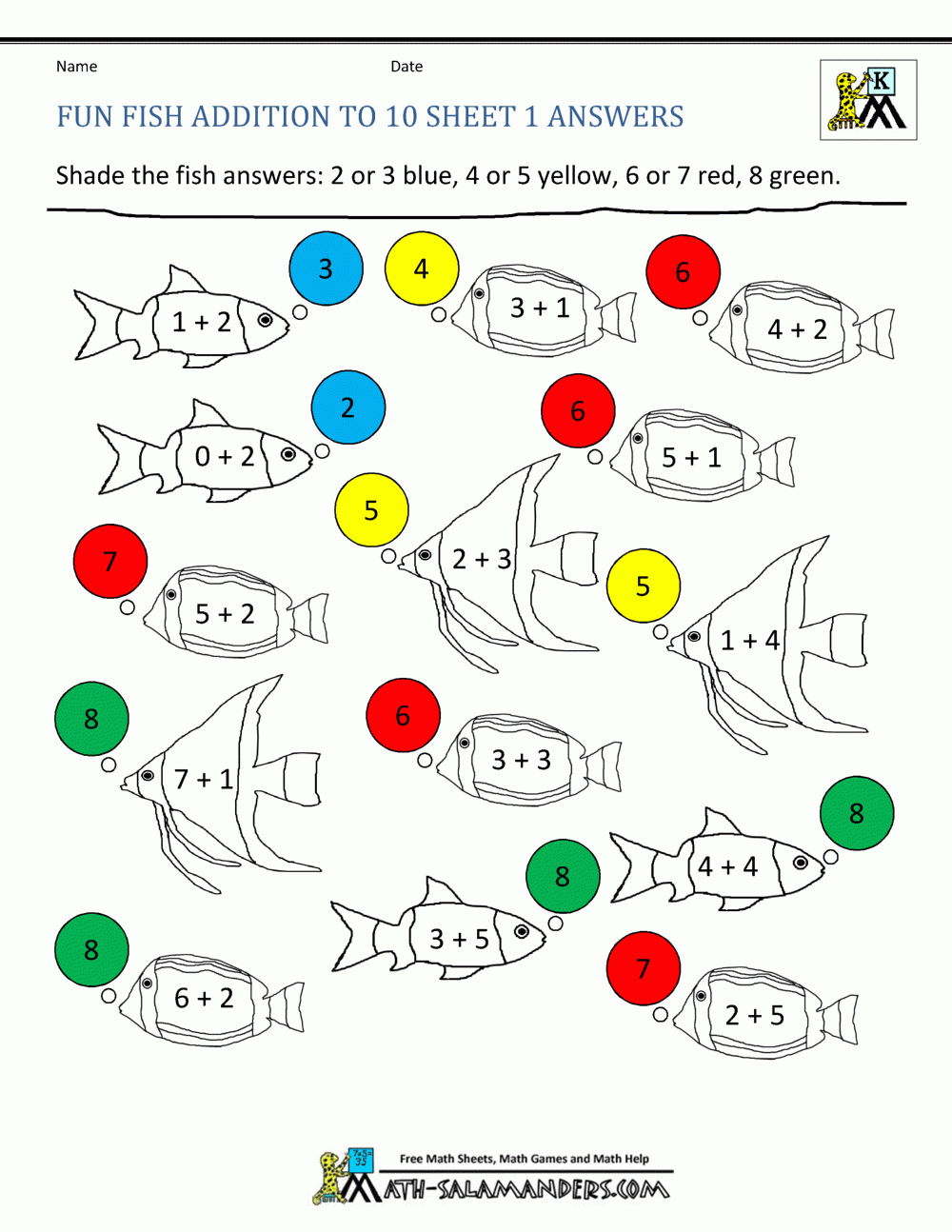 Math Worksheets Coloring Addition