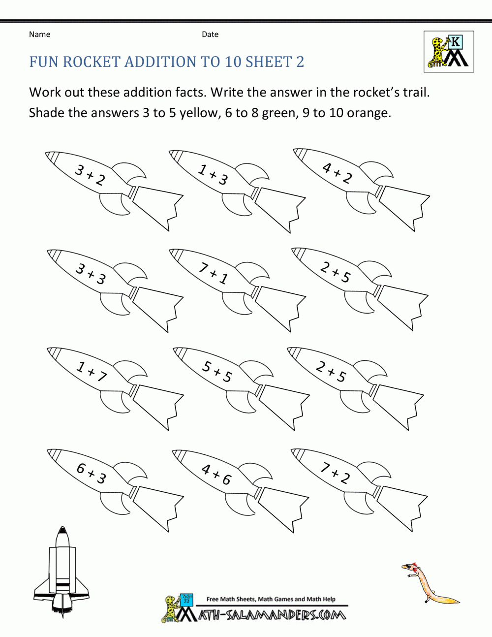 Addition Subtraction To 10 Coloring Sheets For Kindergarten