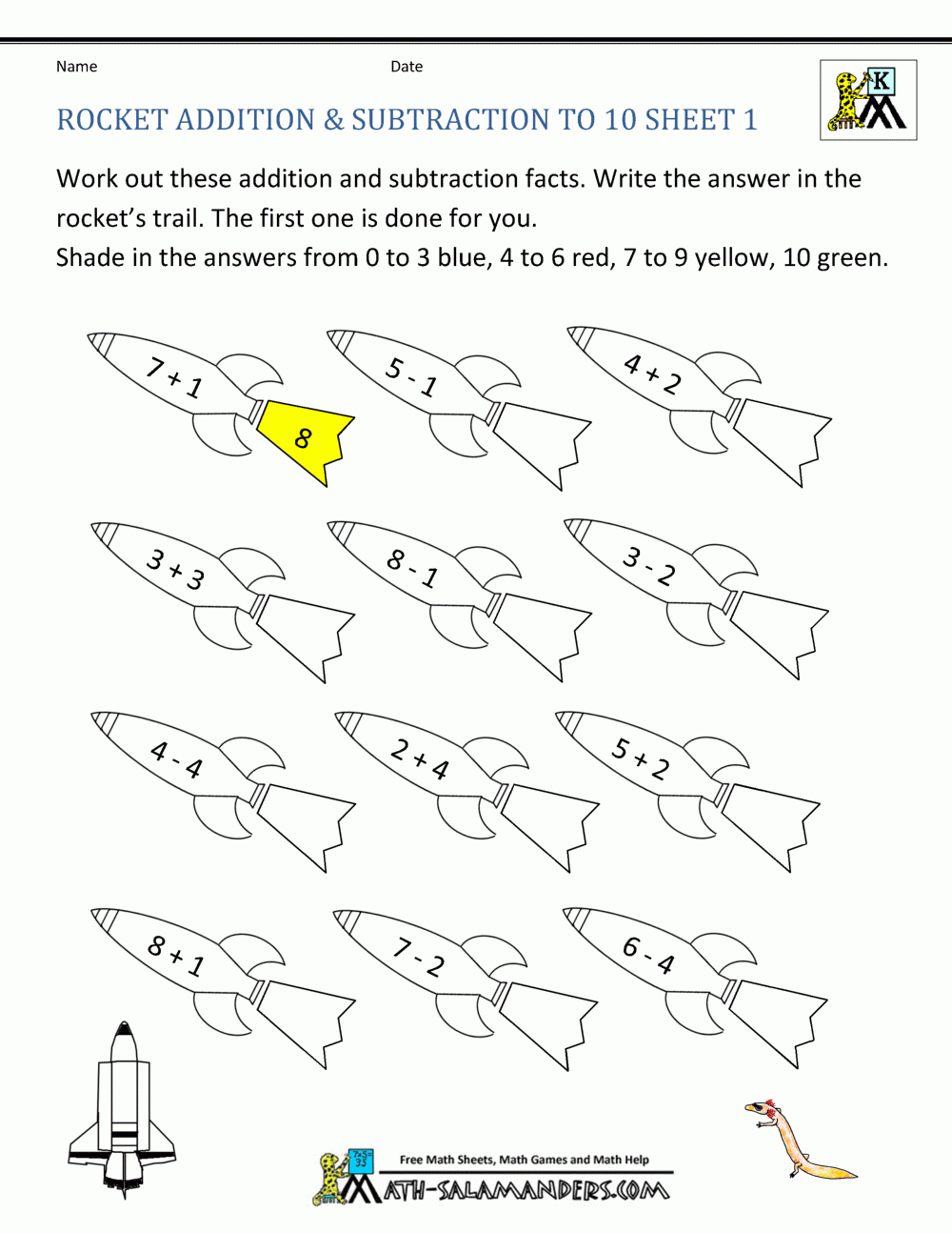 Math Coloring Worksheets Kindergarten