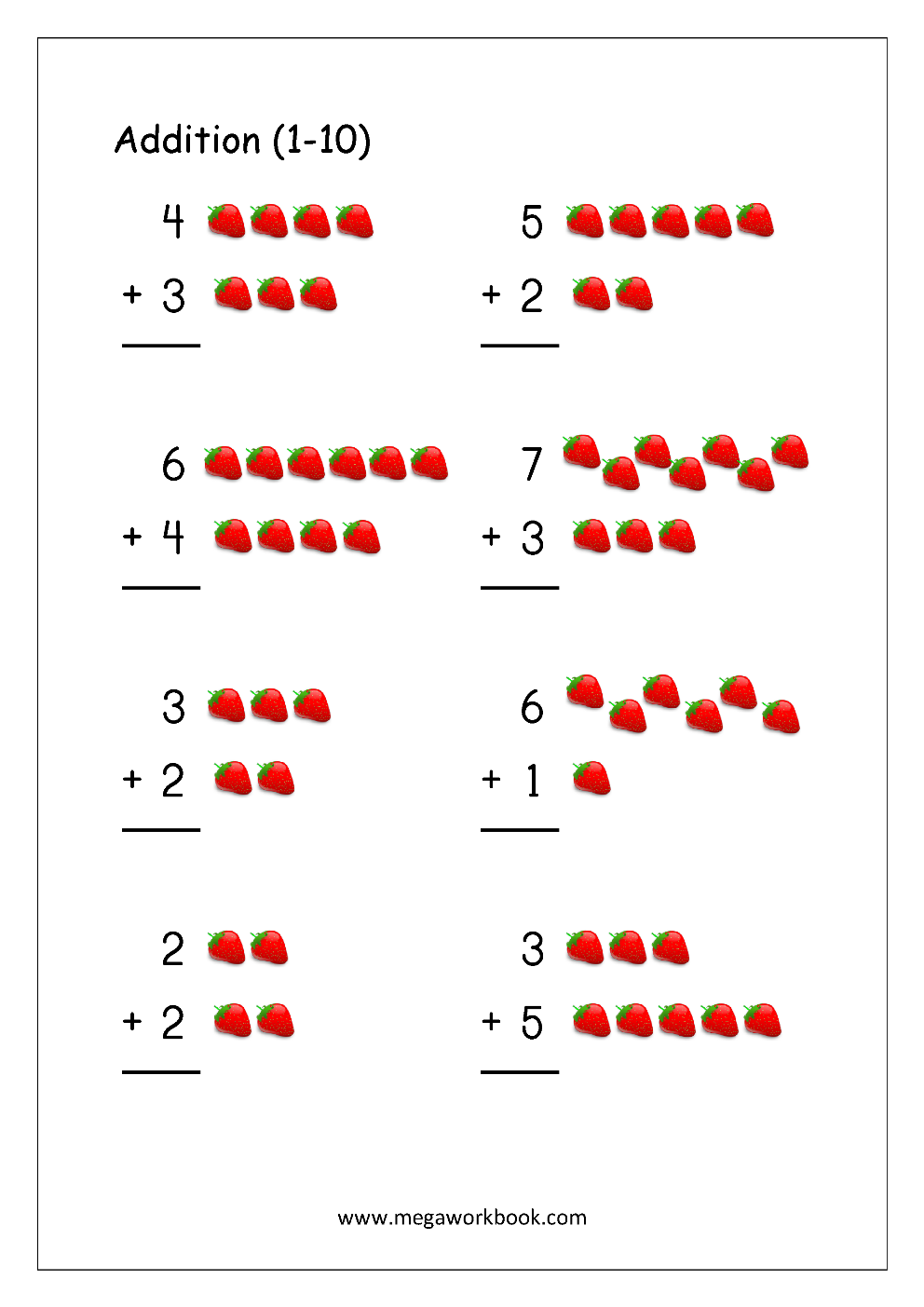 Addition Worksheets For Kindergarten Math Addition Worksheets Addition Practice Worksheets Addition For Kindergarten MegaWorkbook