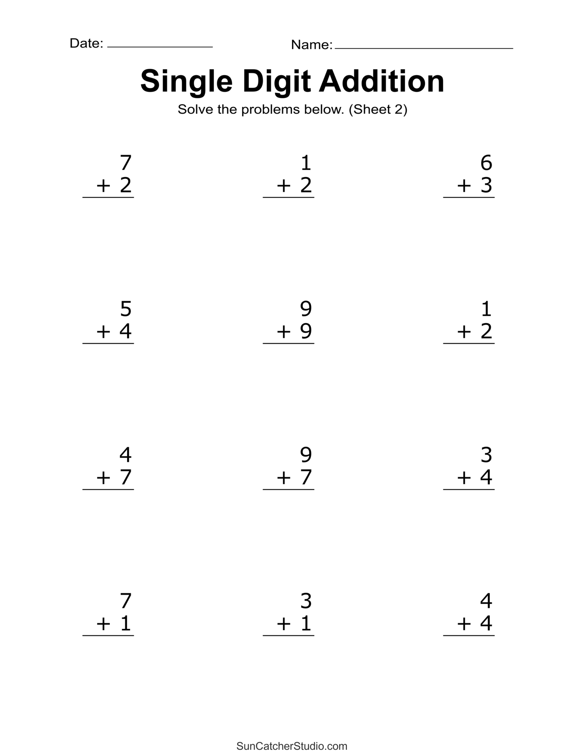 Addition Worksheets Free Printable Easy Math Problems DIY 