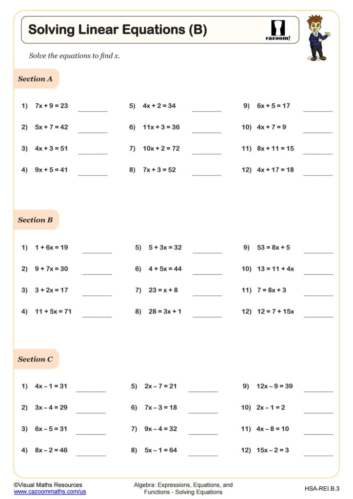 Math Algebra 1 Worksheets