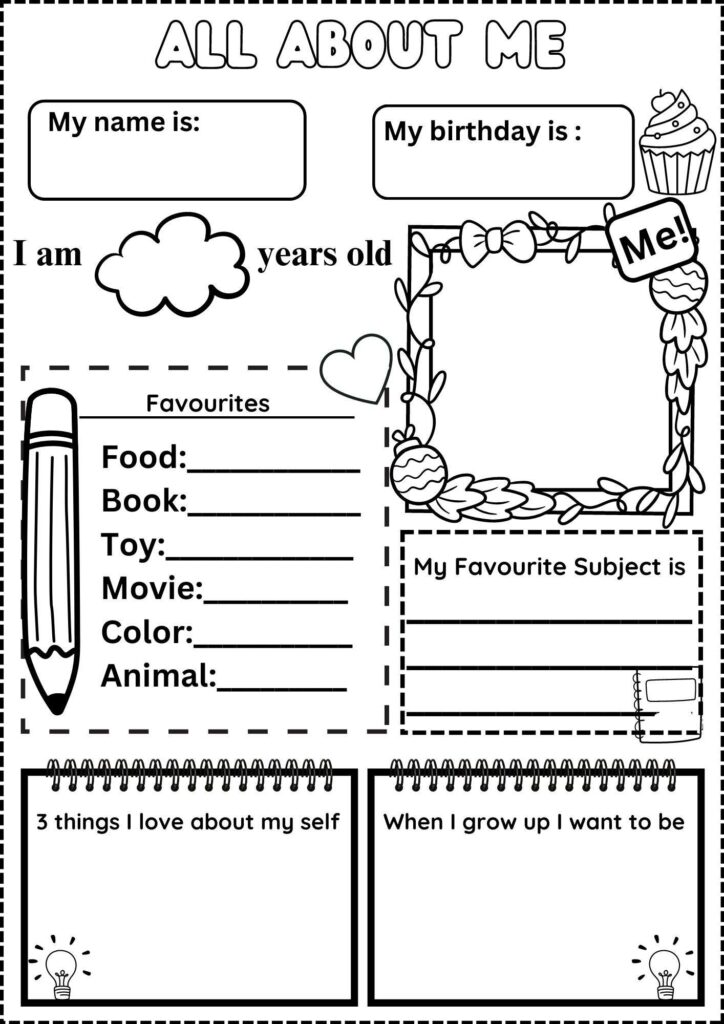 All About Me Math Worksheet