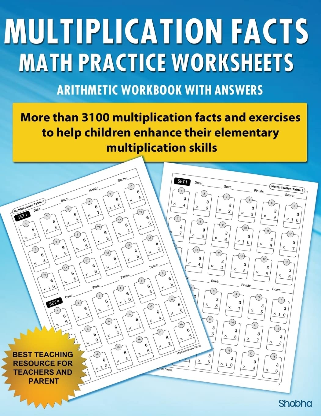 Amazon Multiplication Facts Math Worksheet Practice Arithmetic Workbook With Answers Daily Practice Guide For Elementary Students 9781530952939 Shobha Books