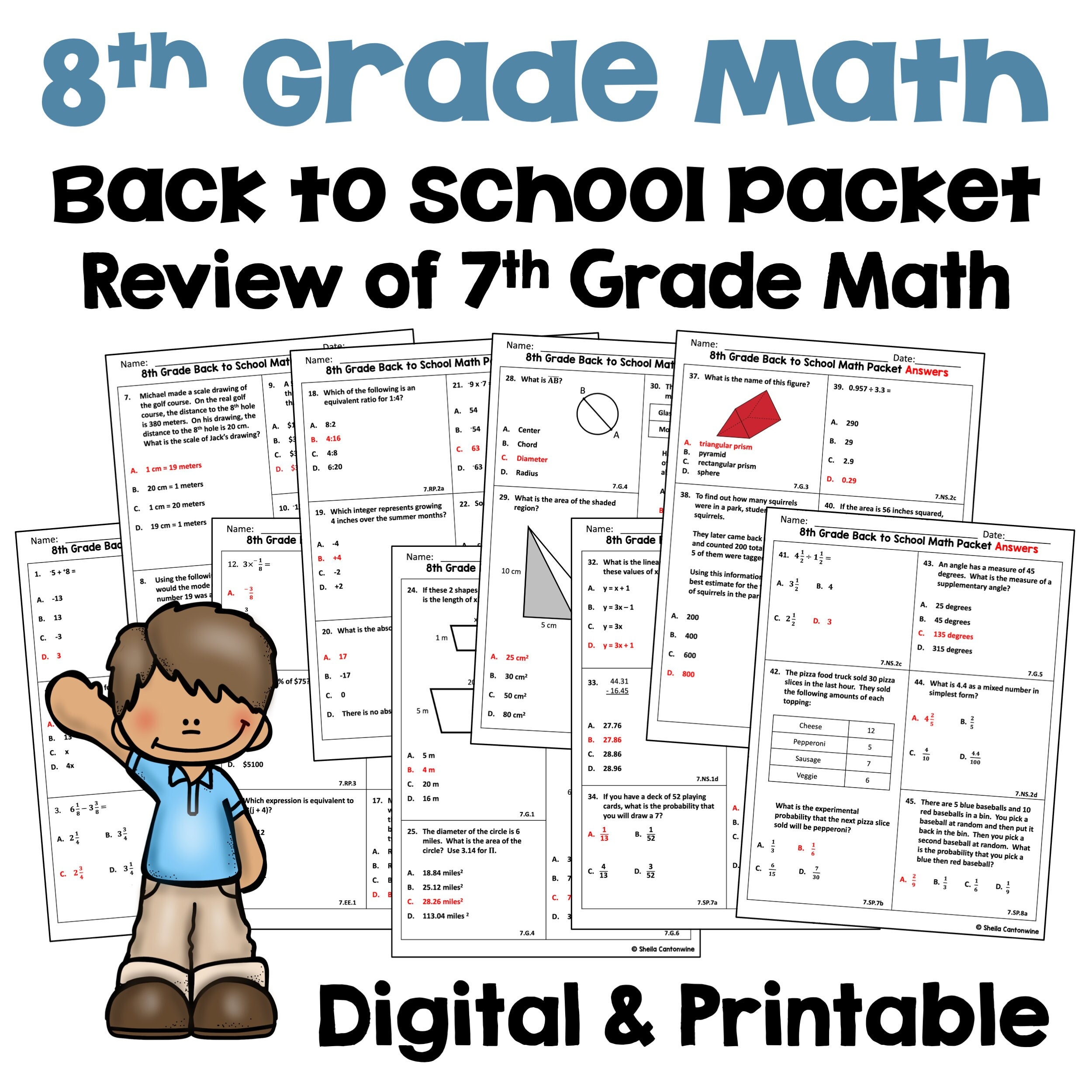Back To School Math Activities For 8th Grade Math Review Of 7th 