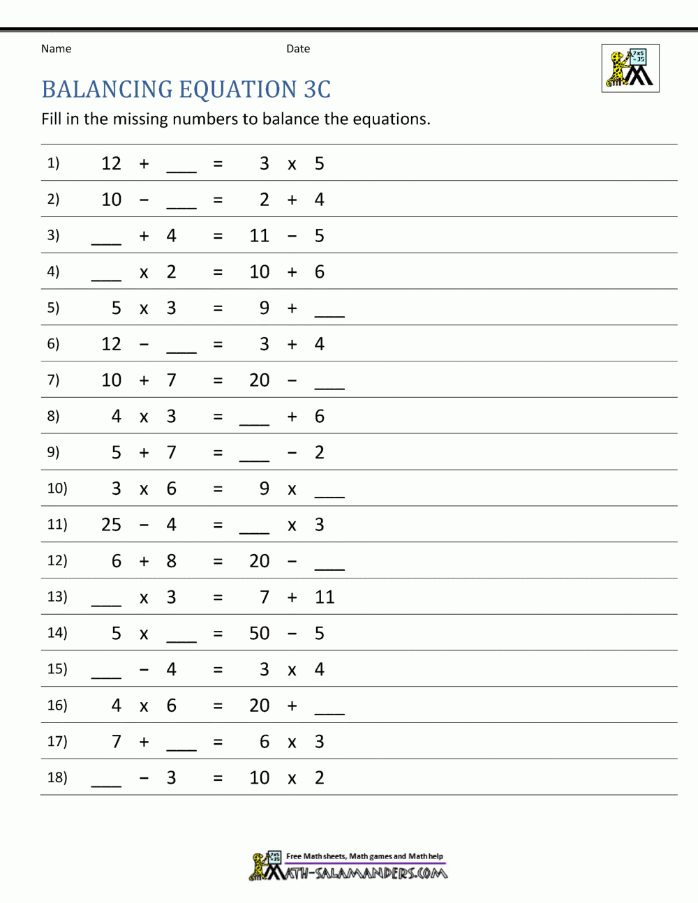 Balancing Math Equations